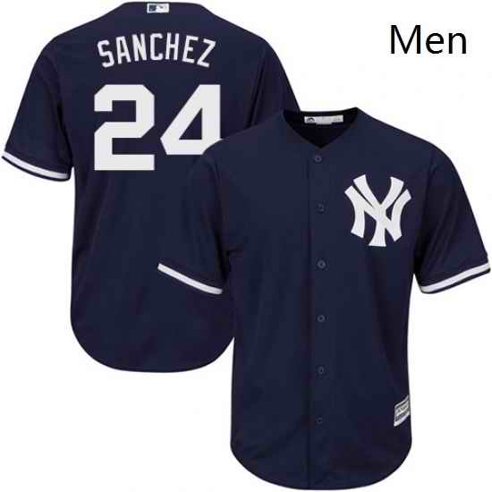 Mens Majestic New York Yankees 24 Gary Sanchez Replica Navy Blue Alternate MLB Jersey